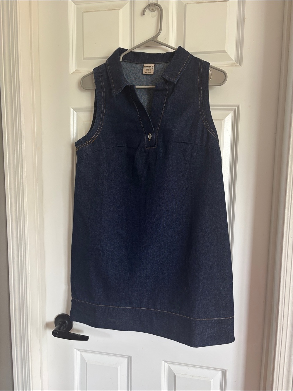 Forever 21 Navy Sleeveless Denim Polo Mini Dress